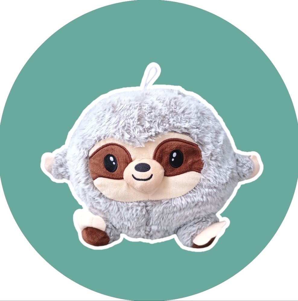 Fiesta Cutie Bean Gumballs Martin Lazy the Sloth Gray Stuffed Round Plush